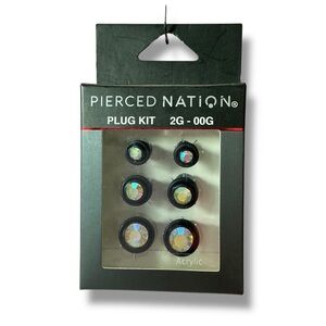 Pierced Nation 2 Gauge to 00 Gauge Iridescent Black Acrylic Plug Kit